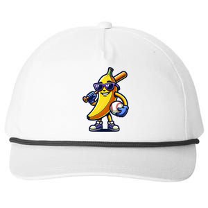 Banana Playing Baseball Fruit Lover Baseball Player Snapback Five-Panel Rope Hat