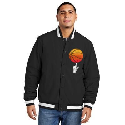 Basketball Playing Basketball Sports Vintage Retro Sunset Insulated Varsity Jacket