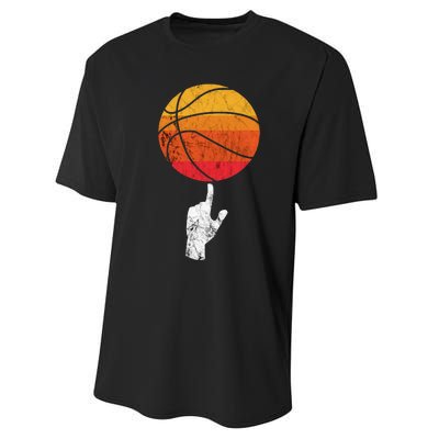 Basketball Playing Basketball Sports Vintage Retro Sunset Performance Sprint T-Shirt