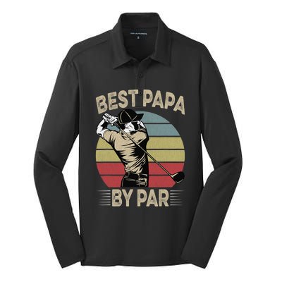 Best Papa By Par Family Golfer Golf Lover Golfing Silk Touch Performance Long Sleeve Polo