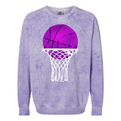 Basketball Purple Bball Sport Lover Gift Gift Colorblast Crewneck Sweatshirt