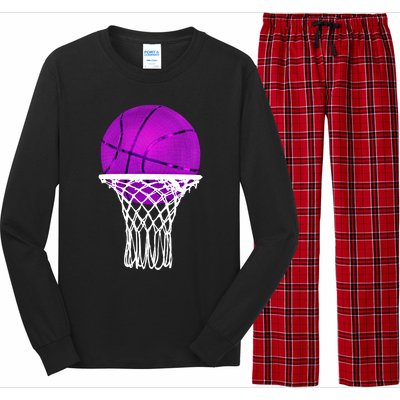 Basketball Purple Bball Sport Lover Gift Gift Long Sleeve Pajama Set