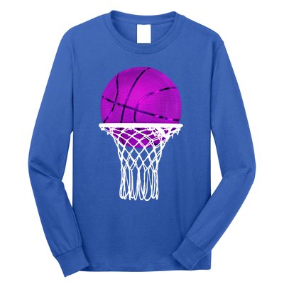 Basketball Purple Bball Sport Lover Gift Gift Long Sleeve Shirt