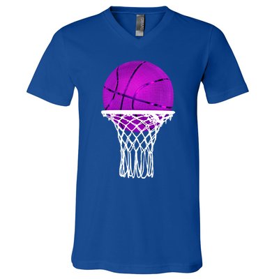 Basketball Purple Bball Sport Lover Gift Gift V-Neck T-Shirt