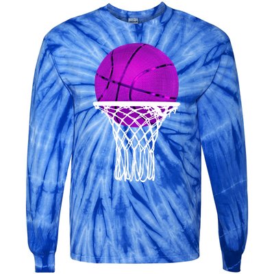 Basketball Purple Bball Sport Lover Gift Gift Tie-Dye Long Sleeve Shirt