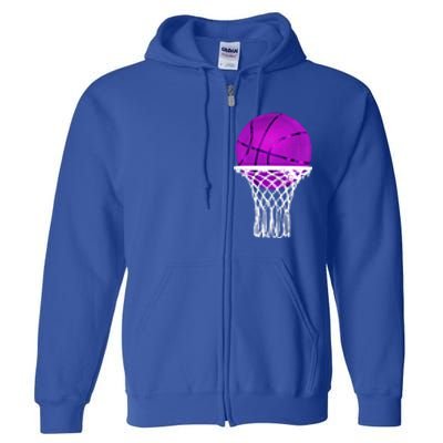 Basketball Purple Bball Sport Lover Gift Gift Full Zip Hoodie