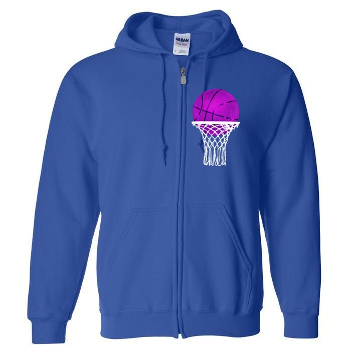 Basketball Purple Bball Sport Lover Gift Gift Full Zip Hoodie