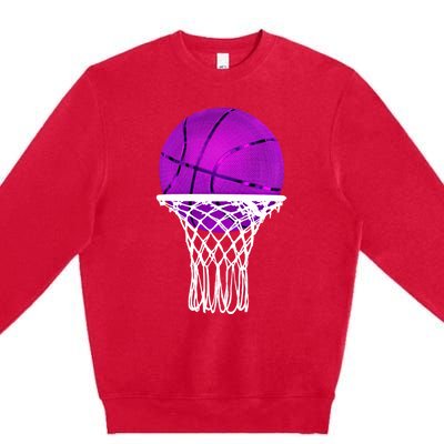 Basketball Purple Bball Sport Lover Gift Gift Premium Crewneck Sweatshirt