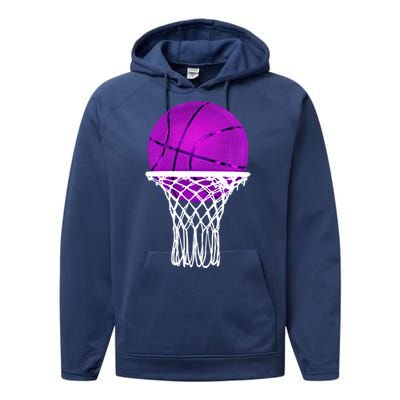 Basketball Purple Bball Sport Lover Gift Gift Performance Fleece Hoodie