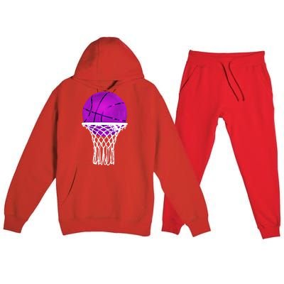 Basketball Purple Bball Sport Lover Gift Gift Premium Hooded Sweatsuit Set