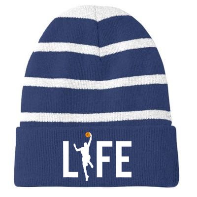 Basketball Player Ball is Life Gifts for Basketball Lover Striped Beanie with Solid Band