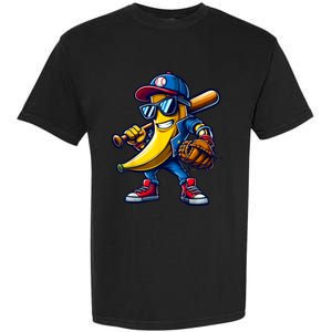 Banana Playing Baseball Fruit Lover Funny Baseball Player Garment-Dyed Heavyweight T-Shirt