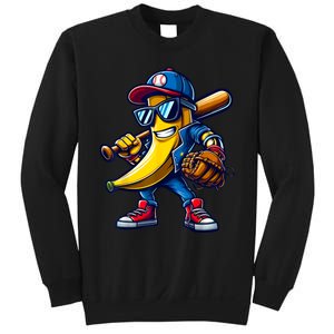 Banana Playing Baseball Fruit Lover Funny Baseball Player Sweatshirt