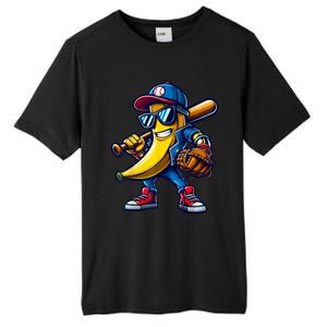 Banana Playing Baseball Fruit Lover Funny Baseball Player Tall Fusion ChromaSoft Performance T-Shirt