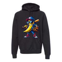 Banana Playing Baseball Fruit Lover Funny Baseball Player Premium Hoodie