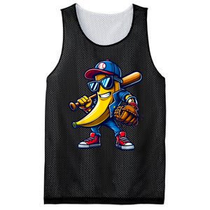 Banana Playing Baseball Fruit Lover Funny Baseball Player Mesh Reversible Basketball Jersey Tank