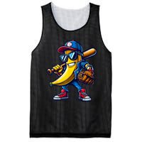 Banana Playing Baseball Fruit Lover Funny Baseball Player Mesh Reversible Basketball Jersey Tank