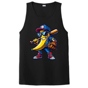 Banana Playing Baseball Fruit Lover Funny Baseball Player PosiCharge Competitor Tank