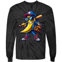 Banana Playing Baseball Fruit Lover Funny Baseball Player Tie-Dye Long Sleeve Shirt