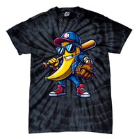 Banana Playing Baseball Fruit Lover Funny Baseball Player Tie-Dye T-Shirt