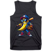 Banana Playing Baseball Fruit Lover Funny Baseball Player Tank Top