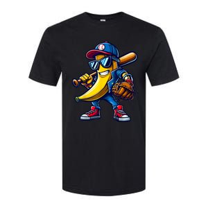 Banana Playing Baseball Fruit Lover Funny Baseball Player Softstyle CVC T-Shirt