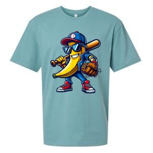 Banana Playing Baseball Fruit Lover Funny Baseball Player Sueded Cloud Jersey T-Shirt