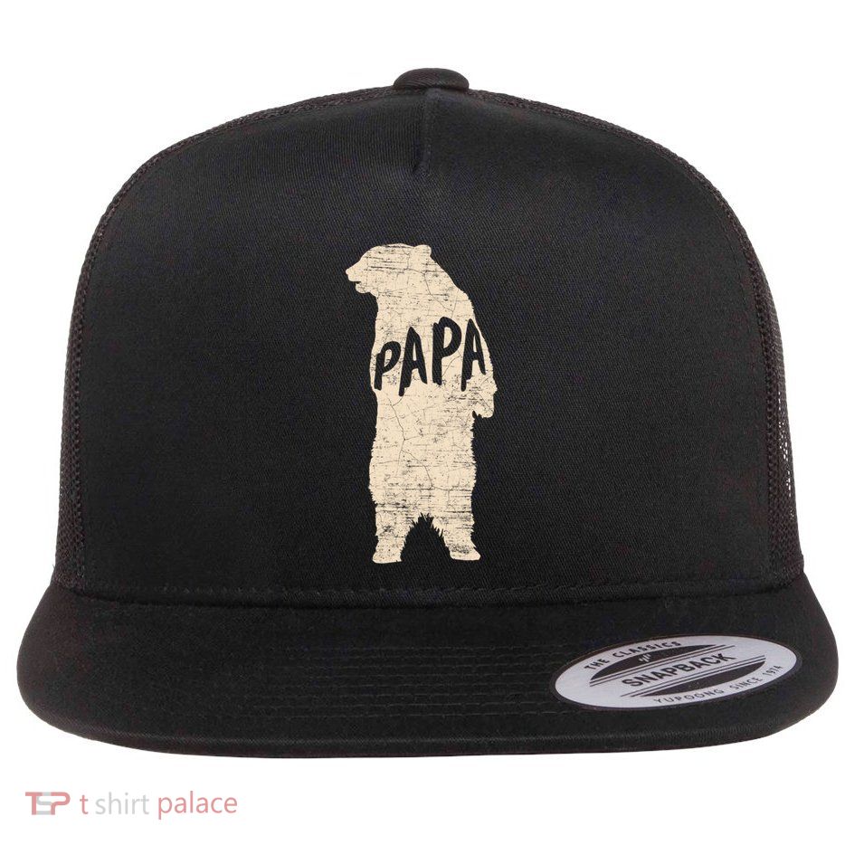 Big Papa Bear Hug Father Novelty Cute Gift Flat Bill Trucker Hat