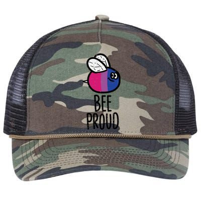 Bee Proud Bisexual Color Bi Pride Stuff Flag Lgbtq Great Gift Retro Rope Trucker Hat Cap