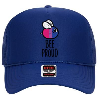 Bee Proud Bisexual Color Bi Pride Stuff Flag Lgbtq Great Gift High Crown Mesh Back Trucker Hat