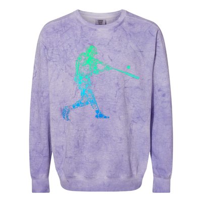 Baseball Player Batter Men Kids Colorblast Crewneck Sweatshirt