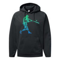 Baseball Player Batter Men Kids Performance Fleece Hoodie