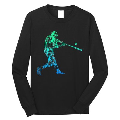 Baseball Player Batter Men Kids Long Sleeve Shirt