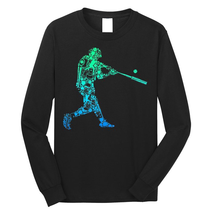 Baseball Player Batter Men Kids Long Sleeve Shirt