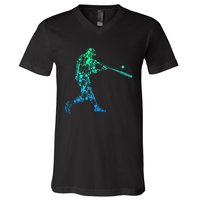 Baseball Player Batter Men Kids V-Neck T-Shirt