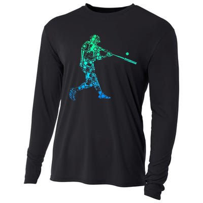 Baseball Player Batter Men Kids Cooling Performance Long Sleeve Crew