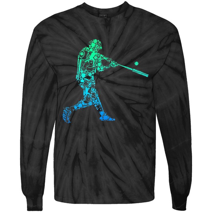 Baseball Player Batter Men Kids Tie-Dye Long Sleeve Shirt