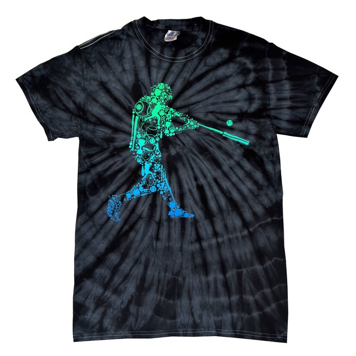 Baseball Player Batter Men Kids Tie-Dye T-Shirt