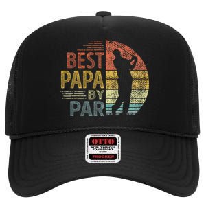 Best Papa By Par Fathers Day Golf Gift Grandpa High Crown Mesh Back Trucker Hat