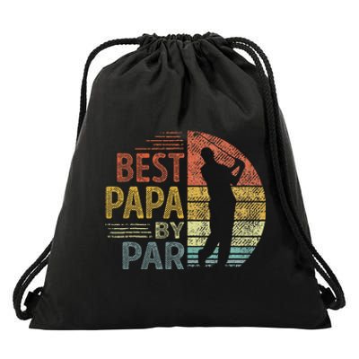 Best Papa By Par Fathers Day Golf Gift Grandpa Drawstring Bag