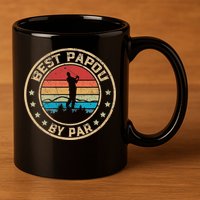 Best Papou By Par Father's Day Funny Golfing 11oz C Handle Ceramic Mug