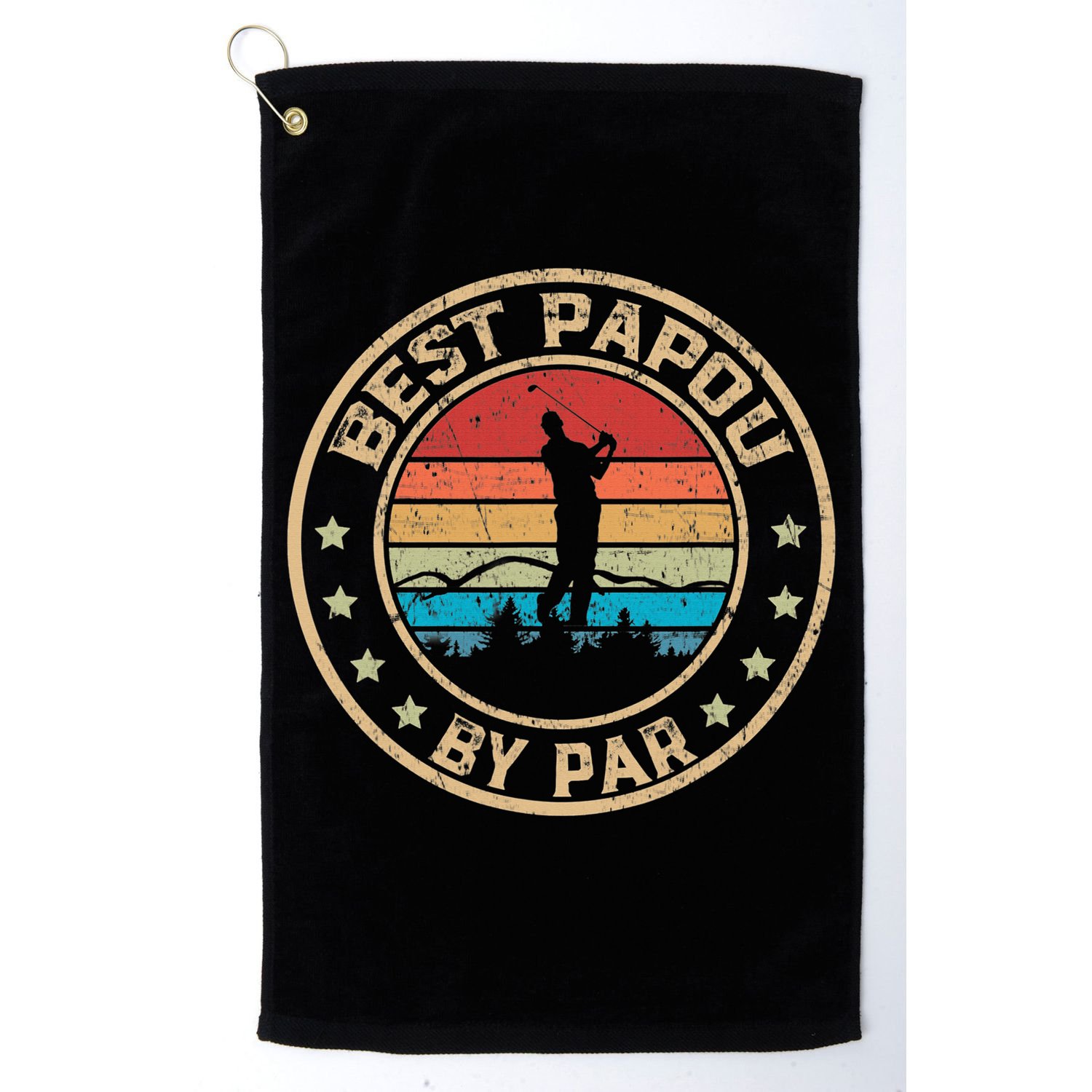 Best Papou By Par Father's Day Funny Golfing Golf Towel