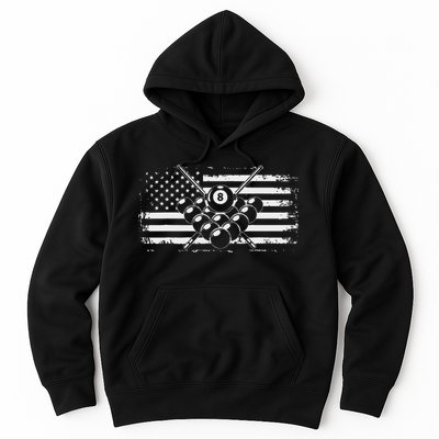 Billiards Pool Billiards American Flag Gift Hoodie