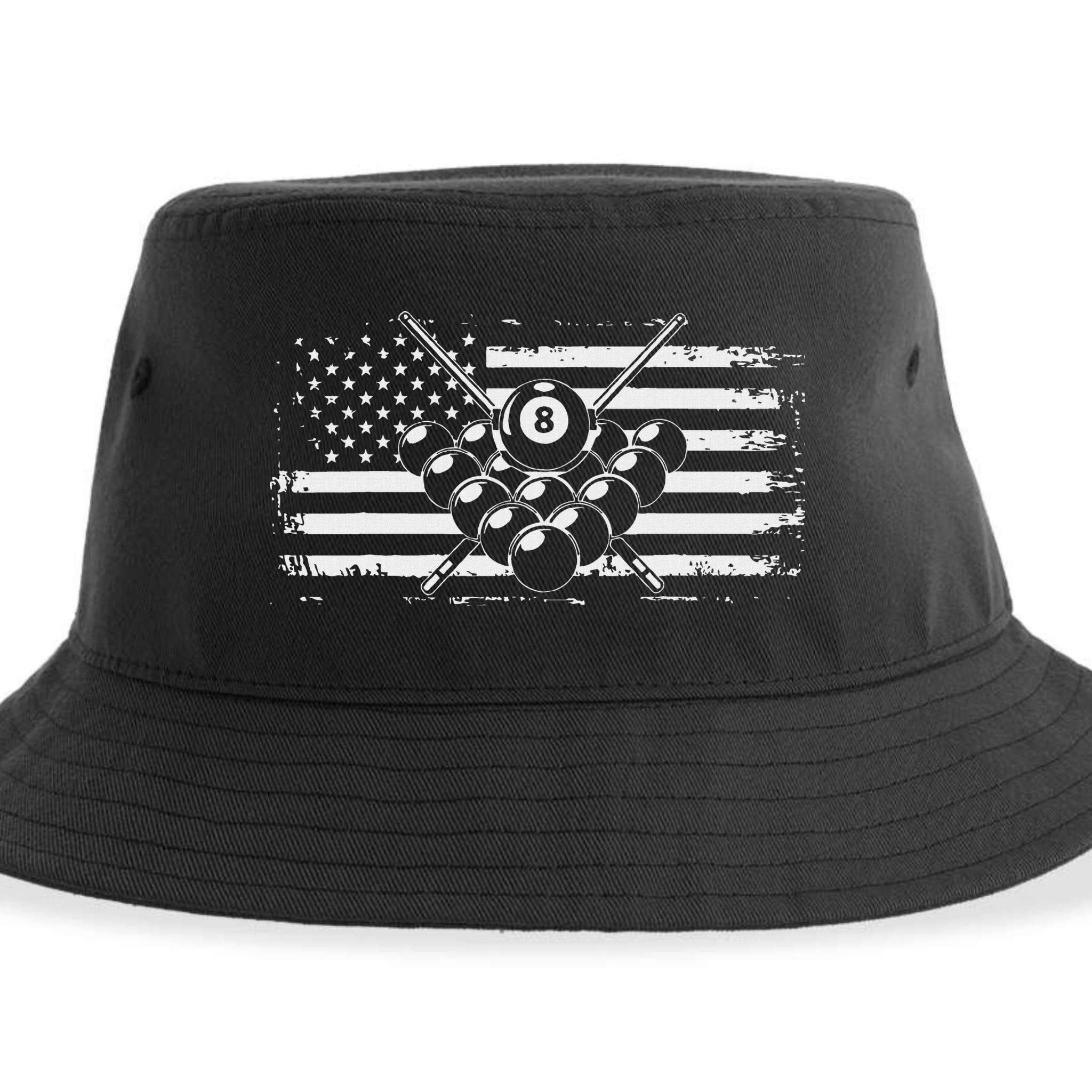 Billiards Pool Billiards American Flag Gift Sustainable Bucket Hat