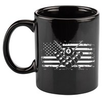 Billiards Pool Billiards American Flag Gift 11oz C Handle Ceramic Mug