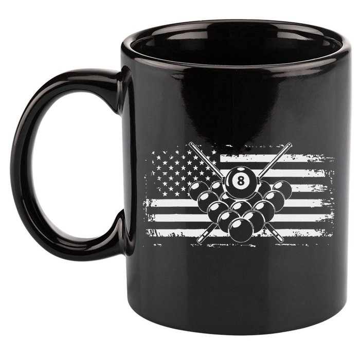 Billiards Pool Billiards American Flag Gift 11oz C Handle Ceramic Mug