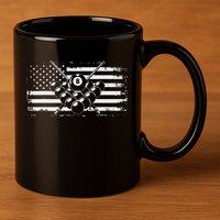 Billiards Pool Billiards American Flag Gift 11oz C Handle Ceramic Mug