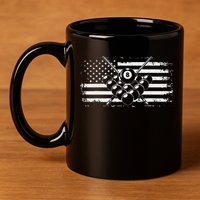 Billiards Pool Billiards American Flag Gift 11oz C Handle Ceramic Mug