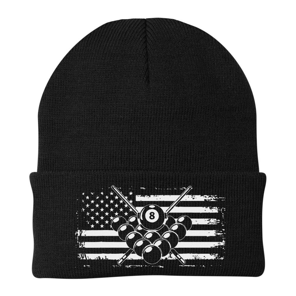 Billiards Pool Billiards American Flag Gift Beanie
