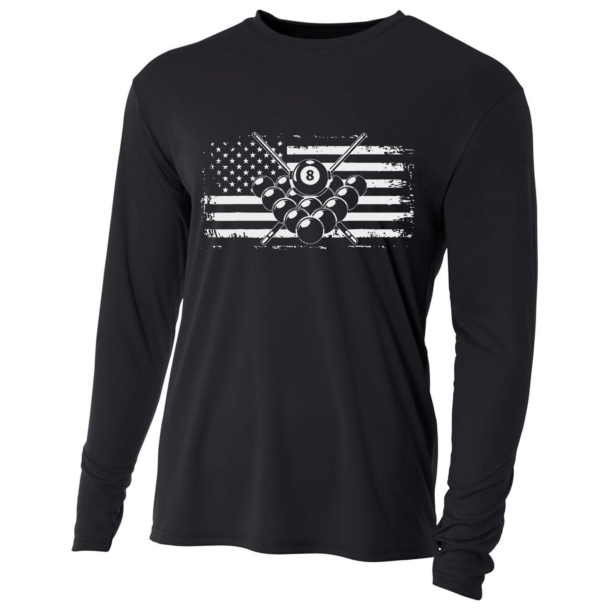 Billiards Pool Billiards American Flag Gift Cooling Performance Long Sleeve Crew